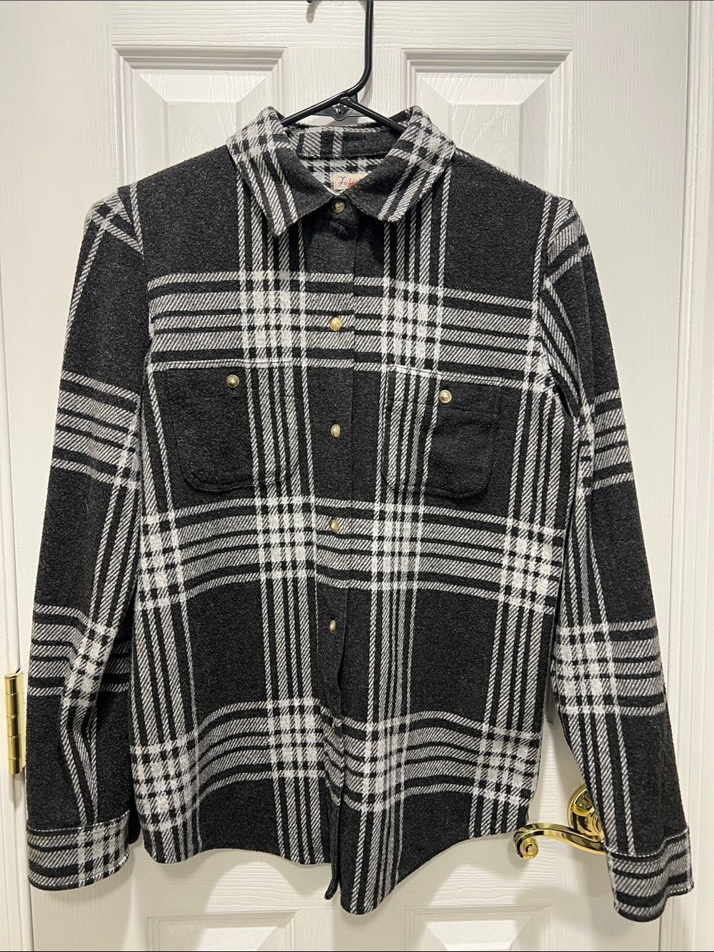 FAHERTY Legend Sweater Shirt - Charcoal Bone Plaid - Size S